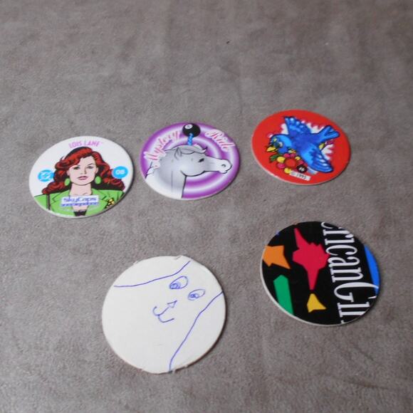Misc Vintage POG Milkcaps Lot of 24: Slammer Jammer, WPF, Cookie Crisp, Simpsons - Picture 4 of 12